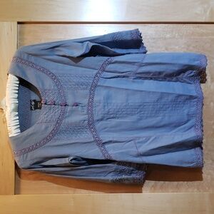 Vintage Lord & Taylor Blue Embellished 3/4 Sleeve Blouse